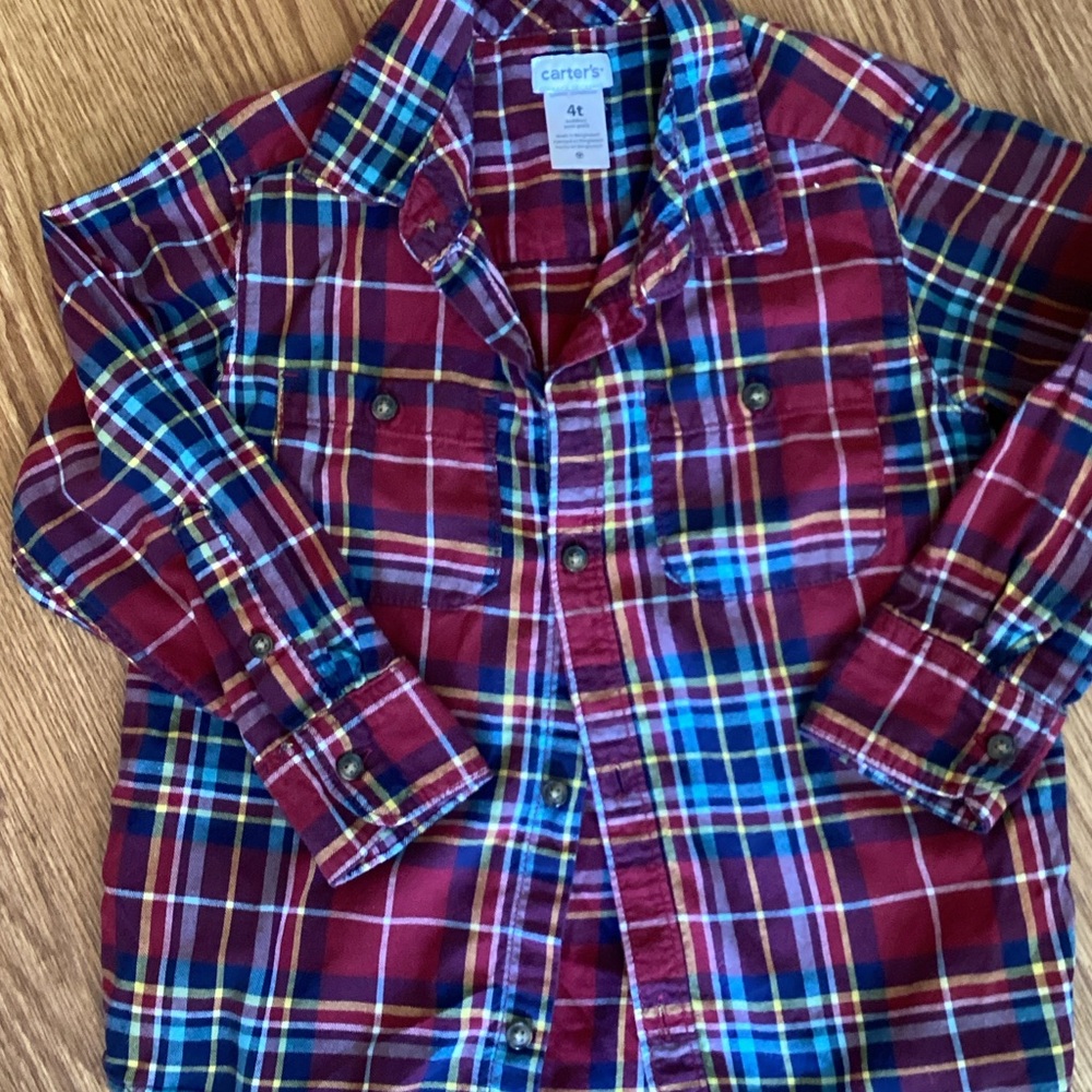Carter's Red and Blue Plaid Button-Down Shirt